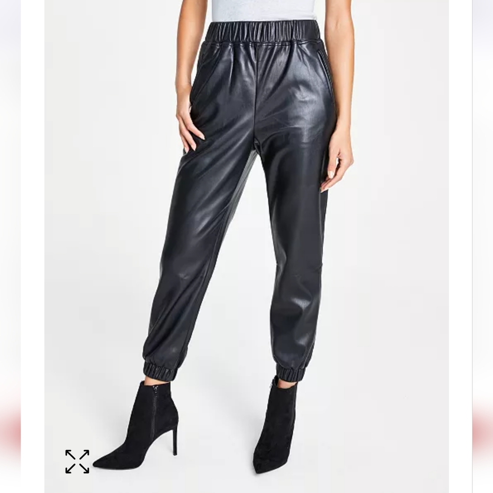 Faux-Leather Jogger Pants, PXL in Black - INC International Concepts Petite